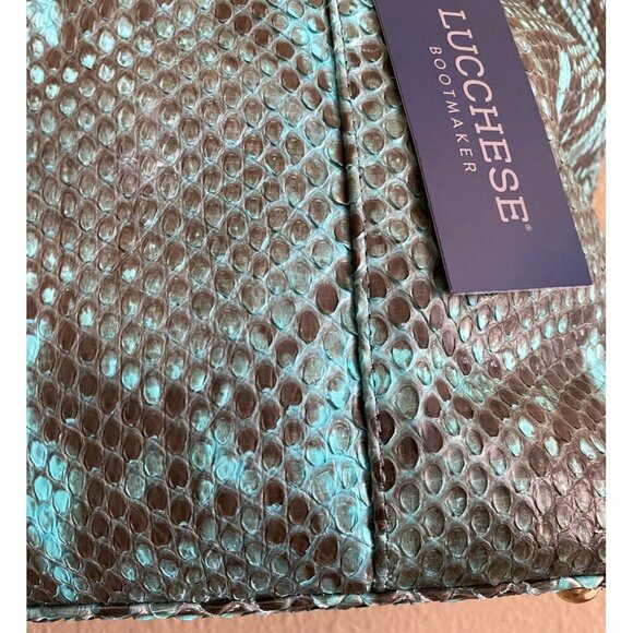 Lucchese Python Tote Bag Turquoise Leather Black Reptile Western Coastal Cowgirl - Picture 7 of 16